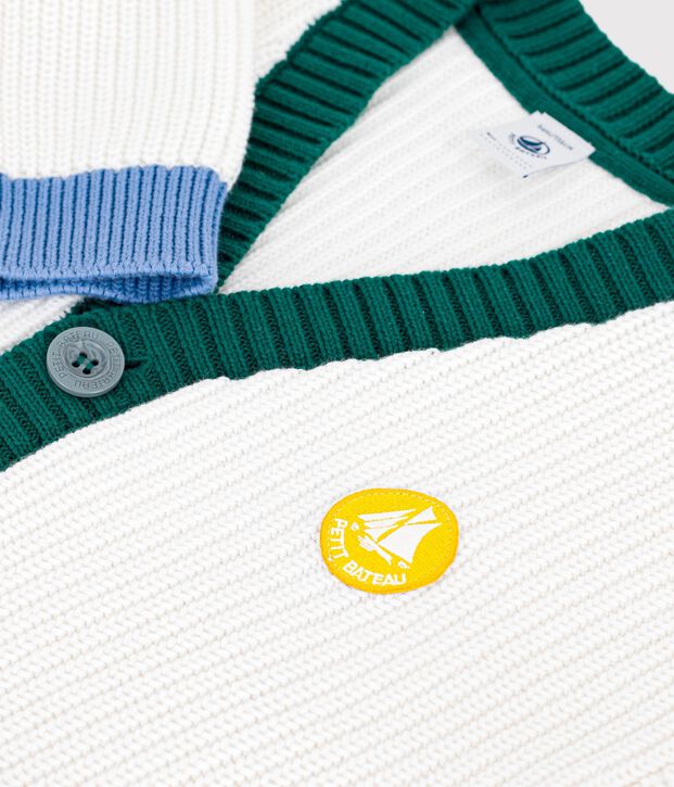 Children's plain cotton cardigan white/multicolor