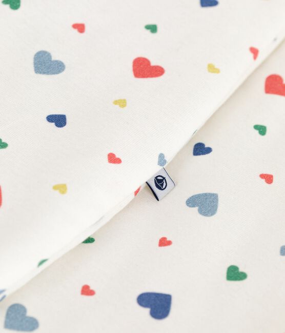 Babies' 2 TOG heart-print cotton sleeping bag MARSHMALLOW white/MULTICO white