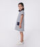 Children's short-sleeved cotton dress MARSHMALLOW white/SMOKING blue