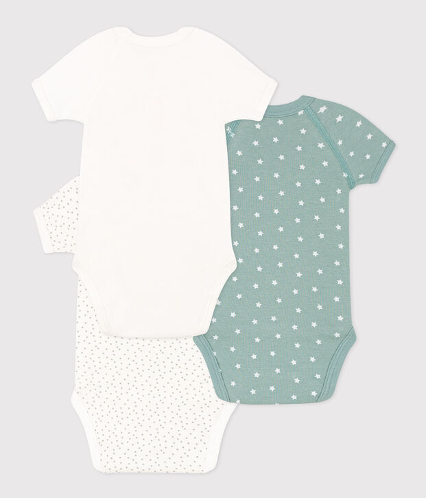 PACK OF 3 BABIES' SHORT-SLEEVED COTTON BODYSUITS multicolor
