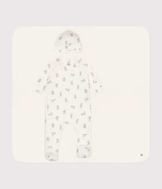 Babies' Cotton Clothing - 3-Pack MARSHMALLOW white/GRIS grey