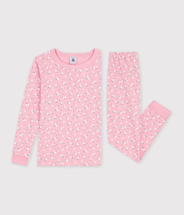 Children's snug-fitting printed cotton pyjamas pink/multicolor