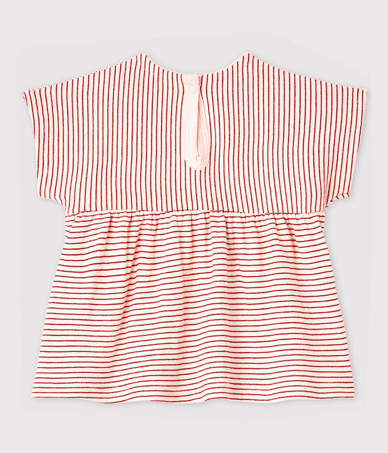 Baby Girls' Short-Sleeved Stripy Tube Knit Blouse FLEUR pink/COPPER pink