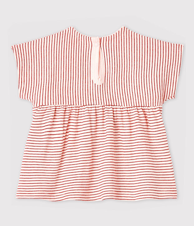 Baby Girls' Short-Sleeved Stripy Tube Knit Blouse pink/pink