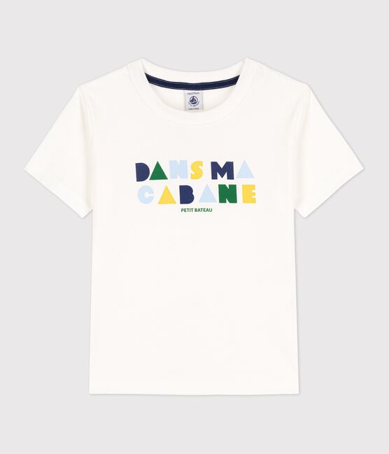 Boys' Short-Sleeved Cotton T-Shirt MARSHMALLOW white