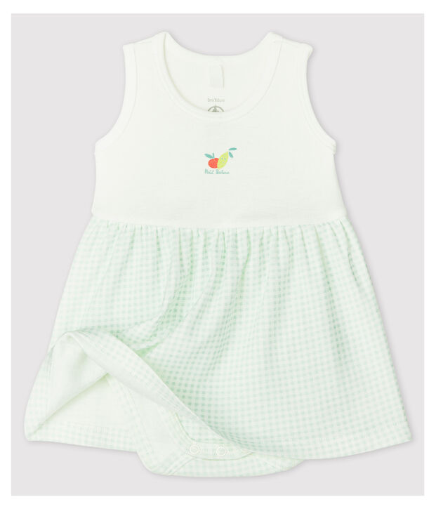 Baby Girls' Gingham Organic Cotton Bodysuit Dress white/blue
