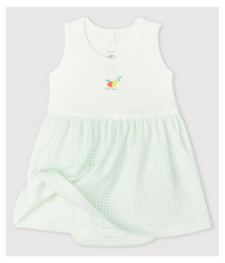 Baby Girls' Gingham Organic Cotton Bodysuit Dress white/blue