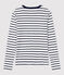 Women's Iconic Cotton Round Neck T-Shirt MARSHMALLOW white/SMOKING blue
