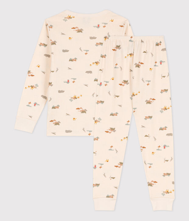 Children's Unisex Animal Themed Cotton Pyjamas Ecru/multicolor