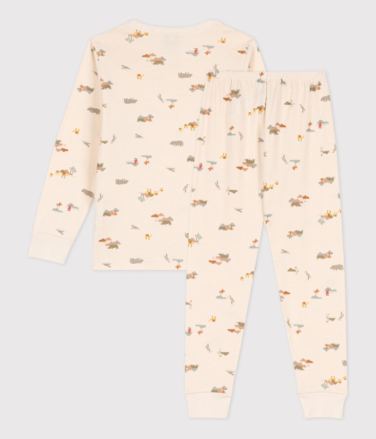 Children's Unisex Animal Themed Cotton Pyjamas Ecru/multicolor