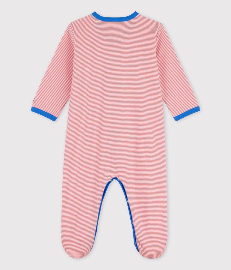Babies' Stripy Organic Cotton Sleepsuit pink/white