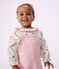 Babies' long-sleeved floral-print cotton blouse MARSHMALLOW white/MULTICO white