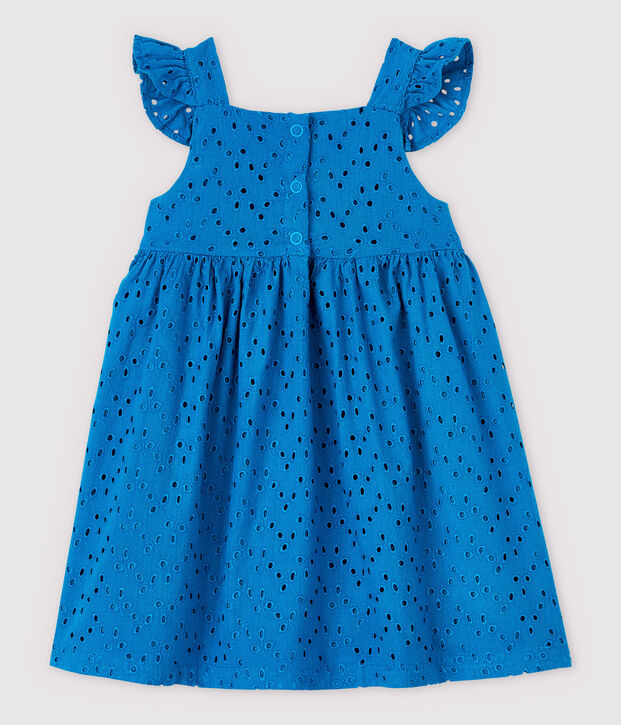 Baby Girls' Strappy Dress with Eyelet Embroidery blue