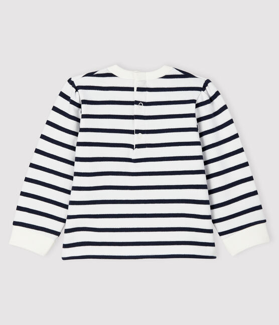 Baby girl's iconic sweatshirt MARSHMALLOW white/SMOKING blue