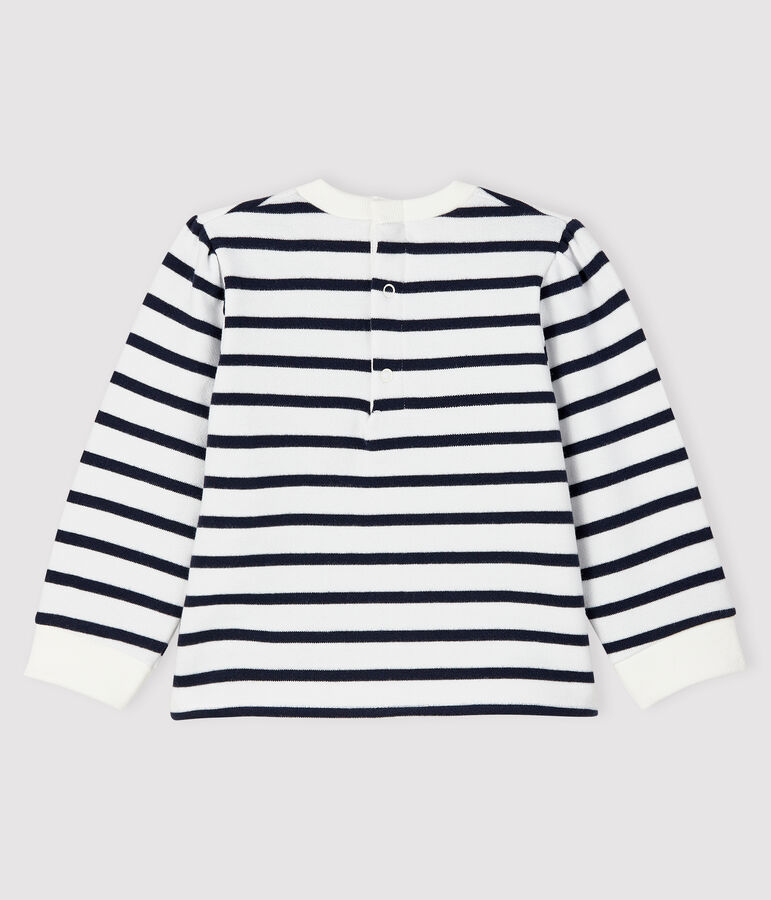 Baby girl's iconic sweatshirt MARSHMALLOW white/SMOKING blue