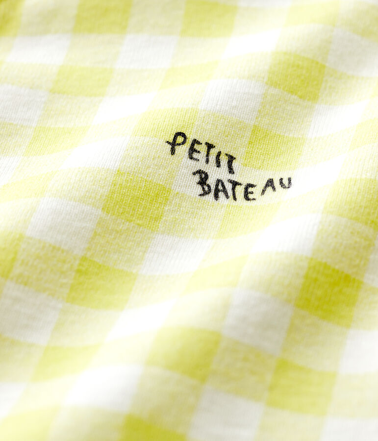Baby Girls' Yellow Gingham Cotton Sleepsuit white/yellow