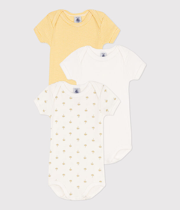Short-Sleeved Cotton Palm Bodysuits - Pack of 3 multicolor