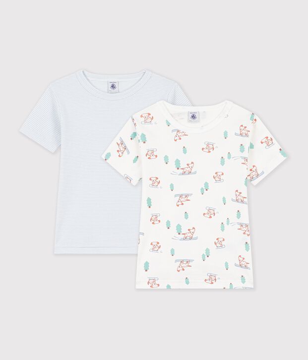 Pack of children's short-sleeved dog-print cotton T-shirts multicolor