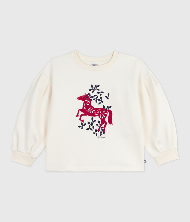 Children's printed cotton sweatshirt Ecru