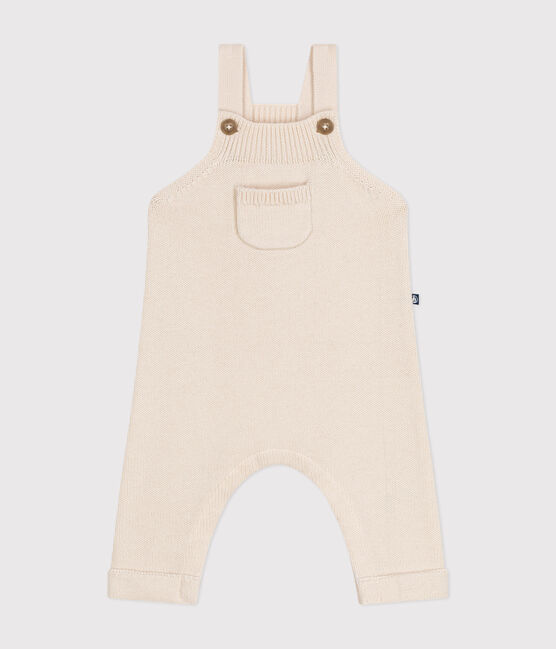 Babies' dungarees knitted in wool and cotton AVALANCHE Ecru
