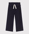 Girls' wide-leg fine velour trousers SMOKING blue