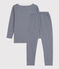 Children's Unisex Pinstriped Snugfit Cotton Pyjamas MEDIEVAL blue/MARSHMALLOW white