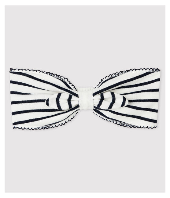 Babies' Cotton Headband MARSHMALLOW white/SMOKING blue