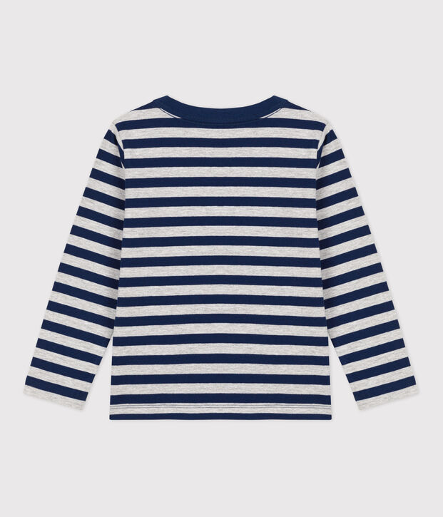 Boys' Long-Sleeved Cotton T-Shirt blue/grey
