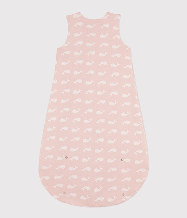 Pink whale 2 TOG cotton sleeping bag pink/white
