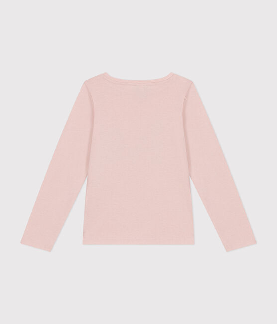 Little girls' long-sleeved rib knit T-shirt SALINE pink