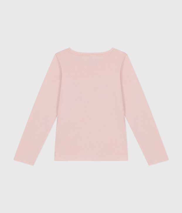 Little girls' long-sleeved rib knit T-shirt pink