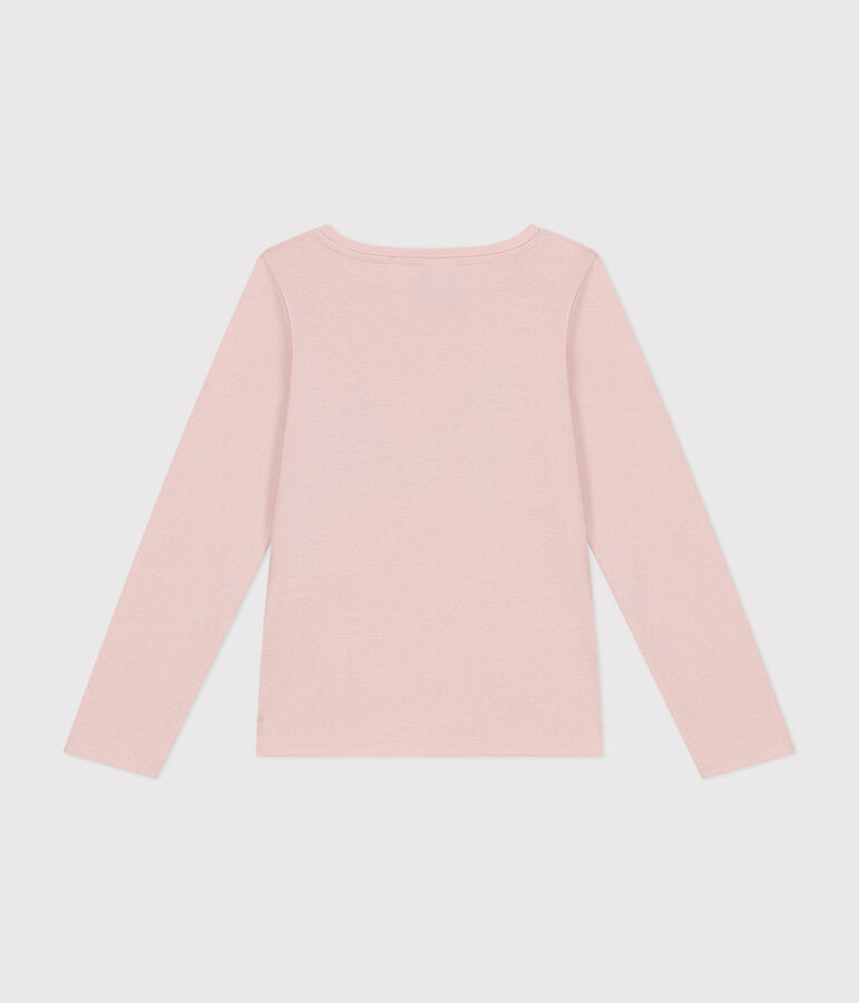 Little girls' long-sleeved rib knit T-shirt pink