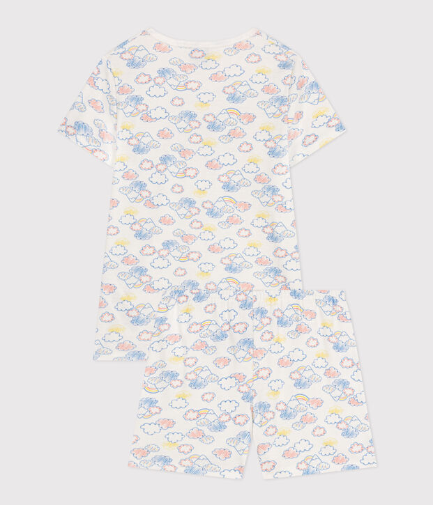 Children's Short Cotton Rainbow Print Pyjamas white/multicolor