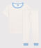 Boys' Short-Sleeved Red Star Pattern Organic Cotton Pyjamas MARSHMALLOW white/PEPS red