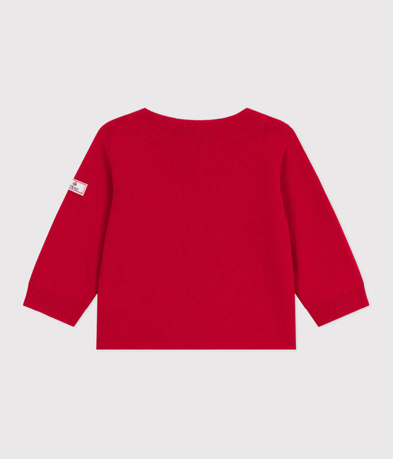 Babies' sailor jumper in plain wool and cotton POMPEI red