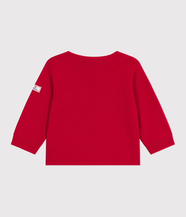 Babies' sailor jumper in plain wool and cotton red