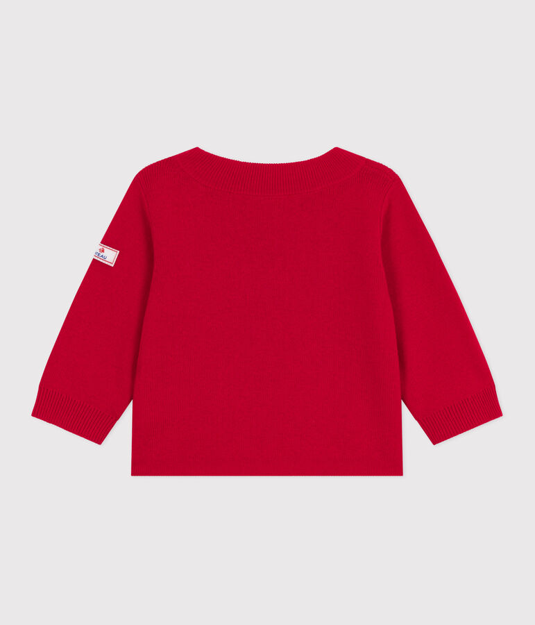 Babies' sailor jumper in plain wool and cotton red