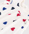 Babies' short-sleeved cotton dress with an integrated triple heart pattern body MARSHMALLOW white/MULTICO white