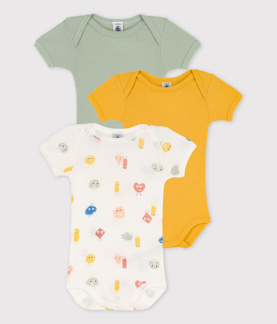 Short-Sleeved Cotton and Lyocell Bodysuits - 3-Pack variante 1