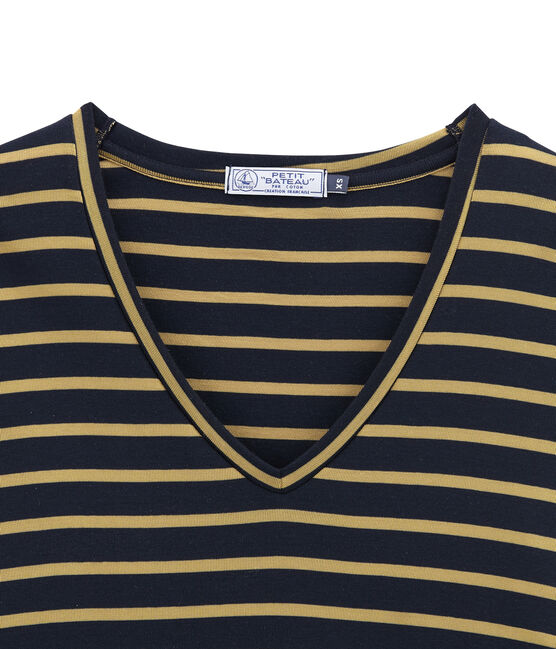 women's long sleeved t-shirt SMOKING blue/BRINDILLE SATIN yellow