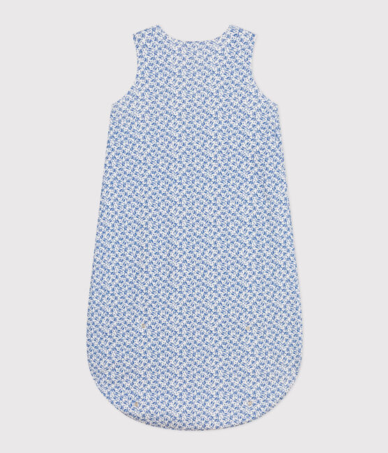 Babies' floral cotton 2 TOG sleeping bag MARSHMALLOW blue/INCOGNITO
