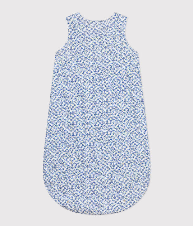 Babies' floral cotton 2 TOG sleeping bag blue/blue