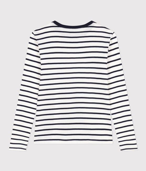 Women's Iconic Cotton Round Neck T-Shirt MARSHMALLOW white/SMOKING blue