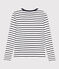 Women's Iconic Cotton Round Neck T-Shirt MARSHMALLOW white/SMOKING blue