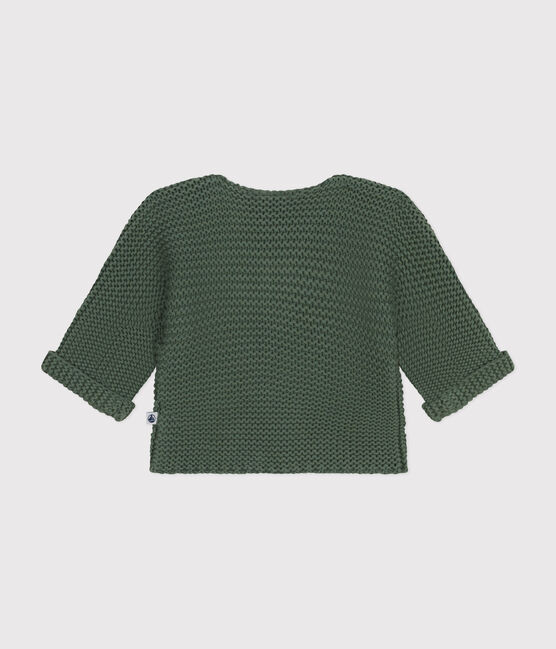 Babies' Moss Stitch Knit Cardigan CROCO green
