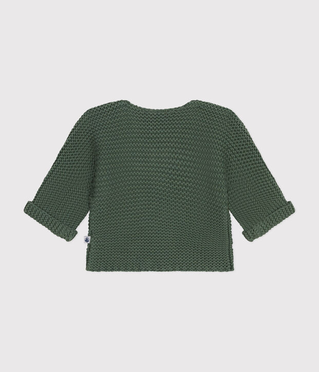 Babies' Moss Stitch Knit Cardigan green