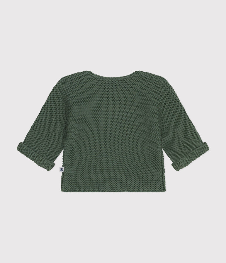 Babies' Moss Stitch Knit Cardigan green