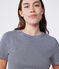 Women's stripy rib knit short-sleeved Iconic T-shirt SMOKING blue/MARSHMALLOW white