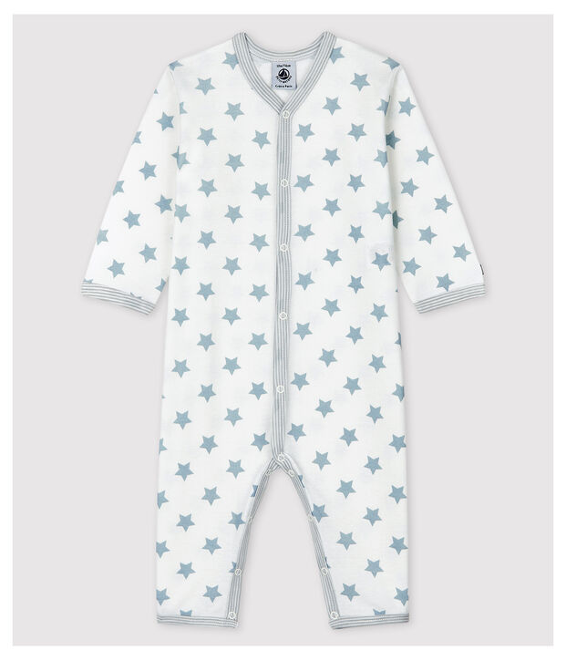 Babies' Starry Grey Footless Cotton Sleepsuit white/grey