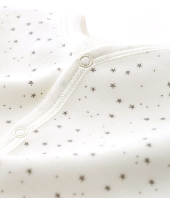 Babies' Unisex Velour Sleepsuit MARSHMALLOW white/CONCRETE grey